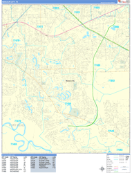 Missouri City Wall Map Basic Style 2024